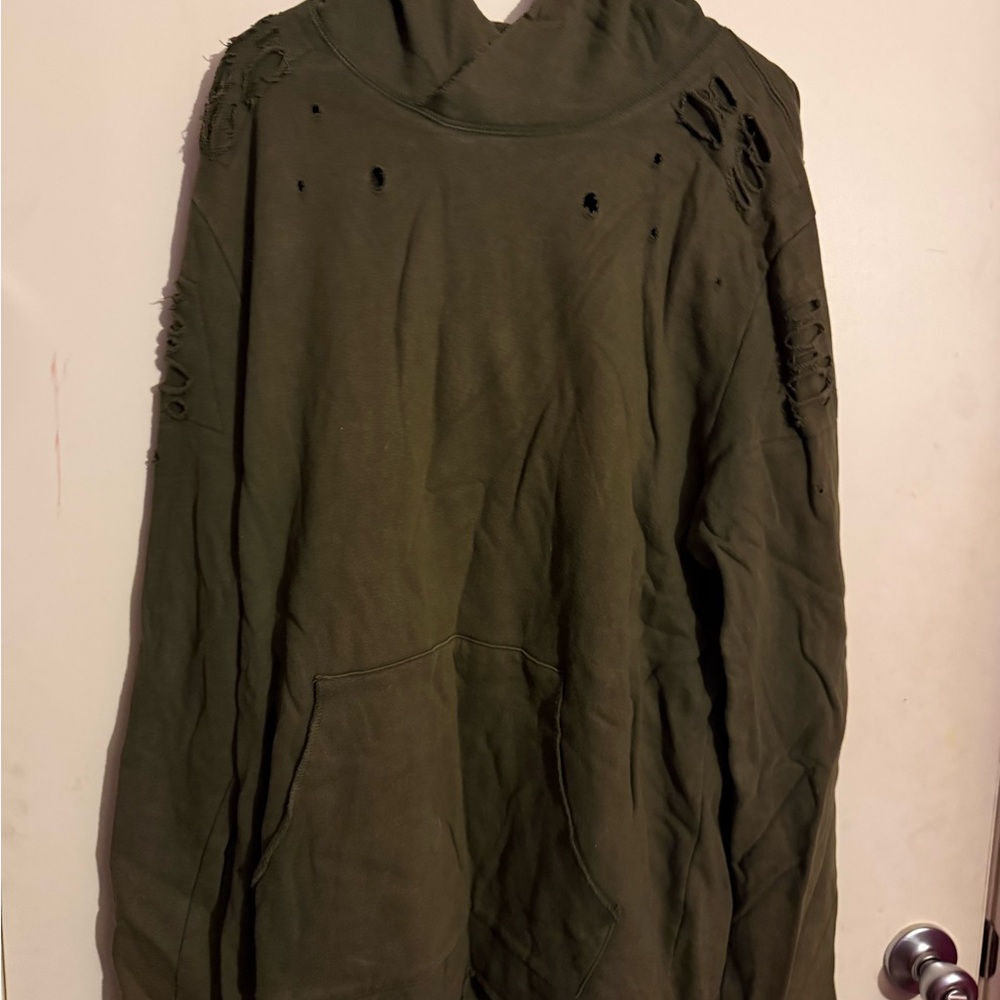 Olive Green Distressed Long Sleeve